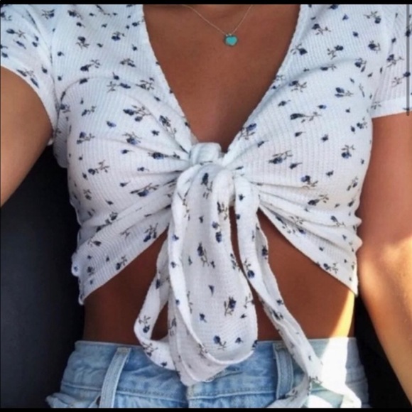Brandy Melville Tops - s m l  Brandy Melville Floral Crop  Wrap Top new nwt pacsun
